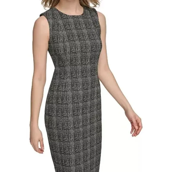 NWT Calvin Klein Women's Black Metallic party cocktail Sheath Dress